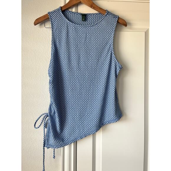 wild fable Tops - NWOT Blue/White Diamond Pattern Asymmetrical w/ Side Tie Accent Y2K | Size XL